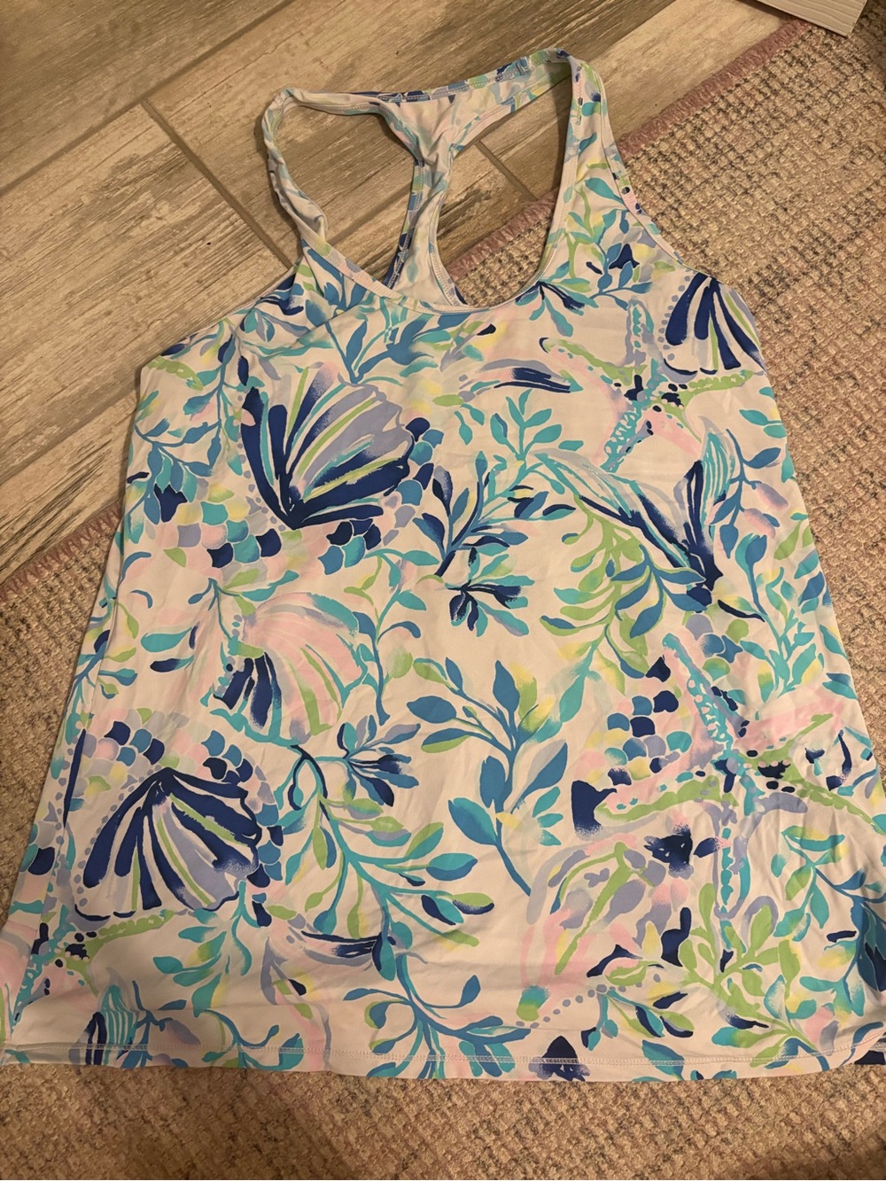 Lilly Pulitzer blue & Pink Floral Racerback Tank Top